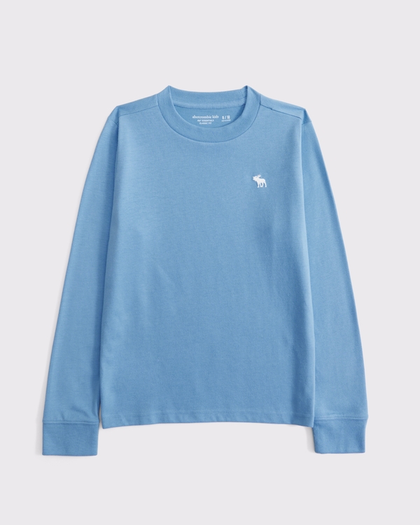 essential long-sleeve icon crew tee, Blue view 1