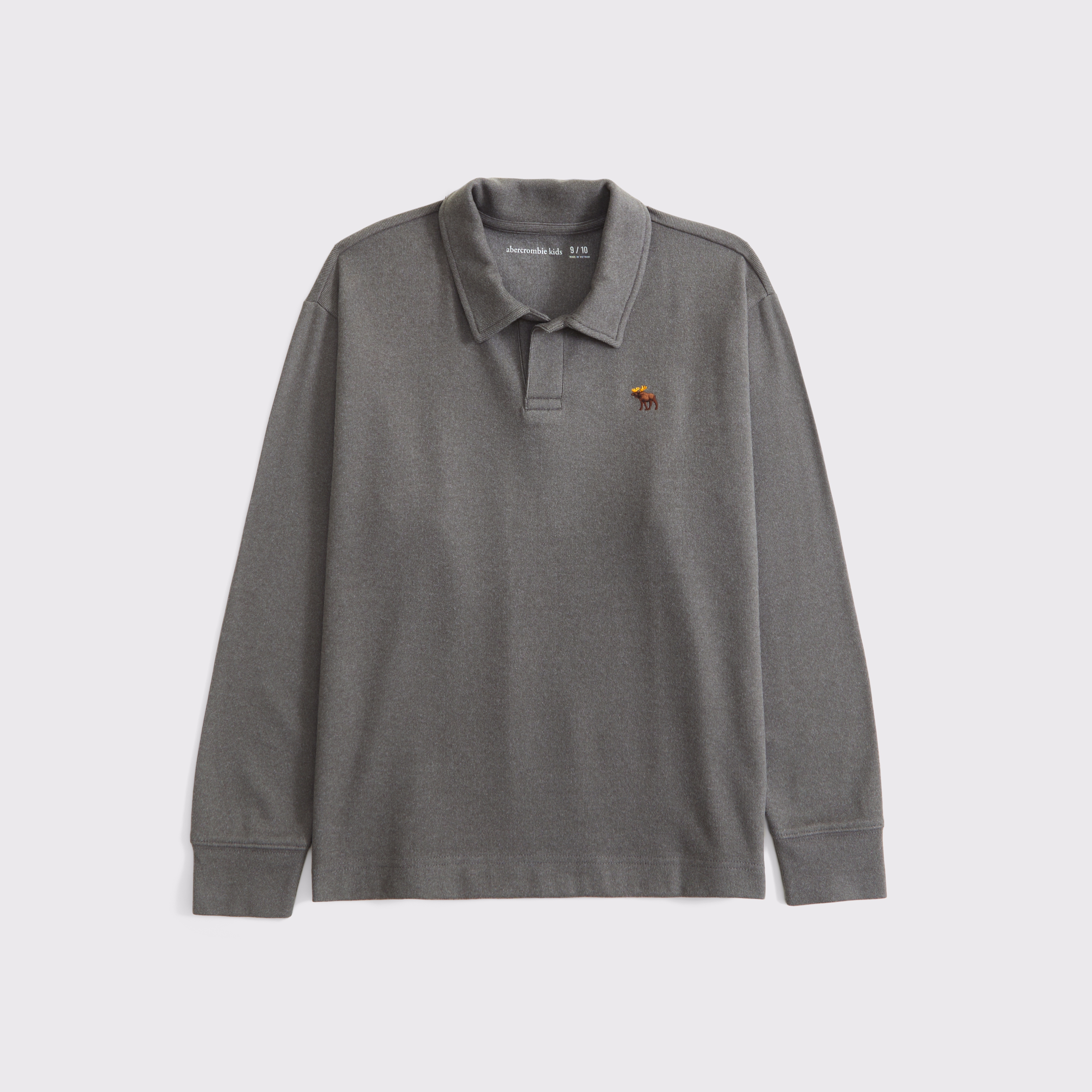 Abercrombie & Fitch Kids' Cozy Long-sleeve Signature Icon Johnny Collar Polo In Green