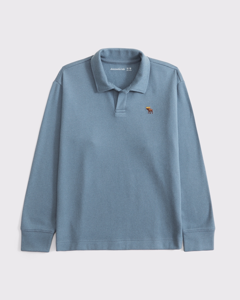 long-sleeve johnny collar sweater polo