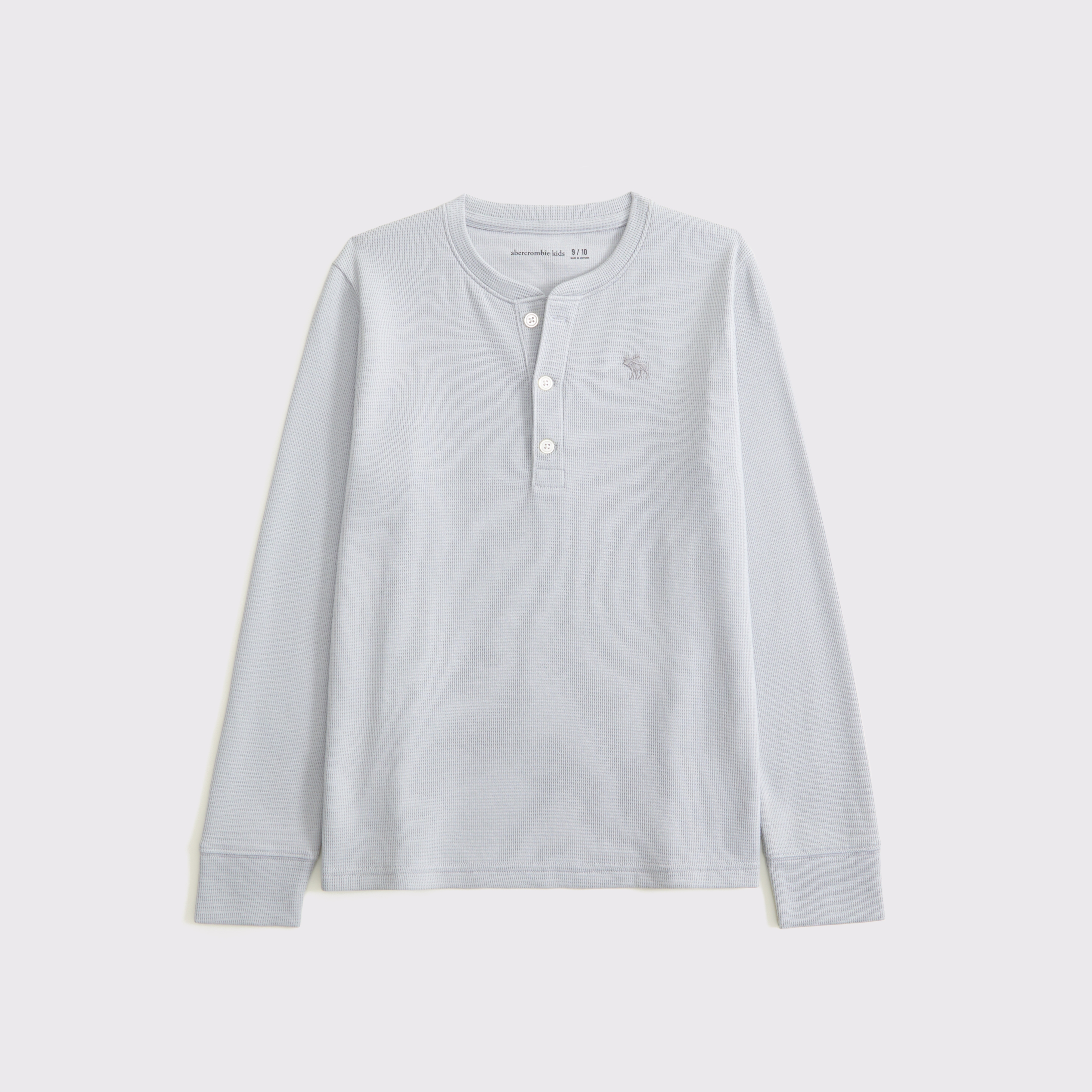 Abercrombie & Fitch Kids' Long-sleeve Waffle Icon Henley In Gray