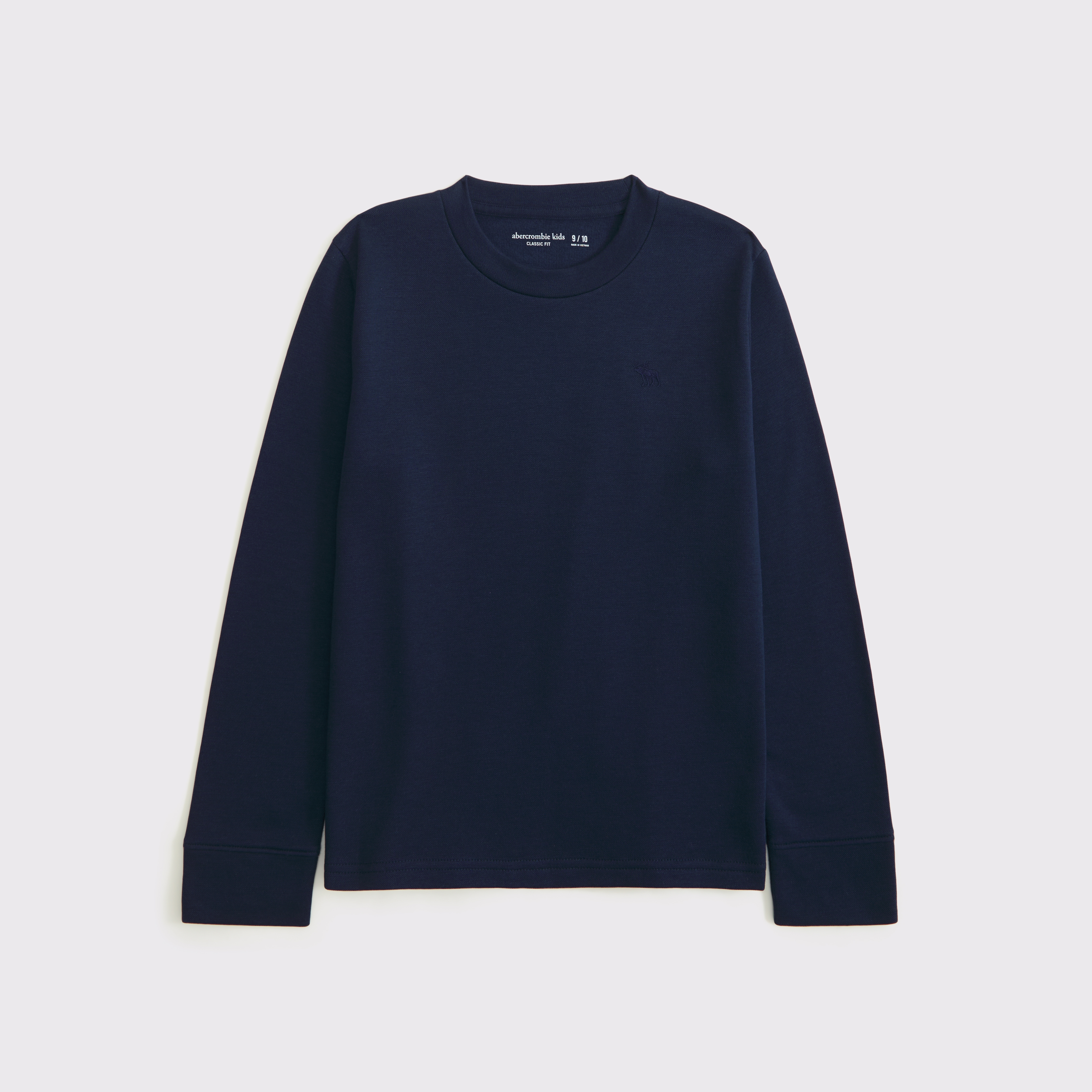 Abercrombie & Fitch Kids' Essential Heavyweight Long-sleeve Icon Crew Tee In Black