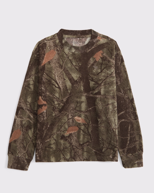 long-sleeve waffle icon tee, Camo view 1