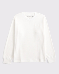 cozy long-sleeve waffle crew