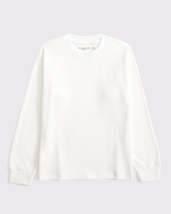 long-sleeve waffle icon tee, Cream view 1