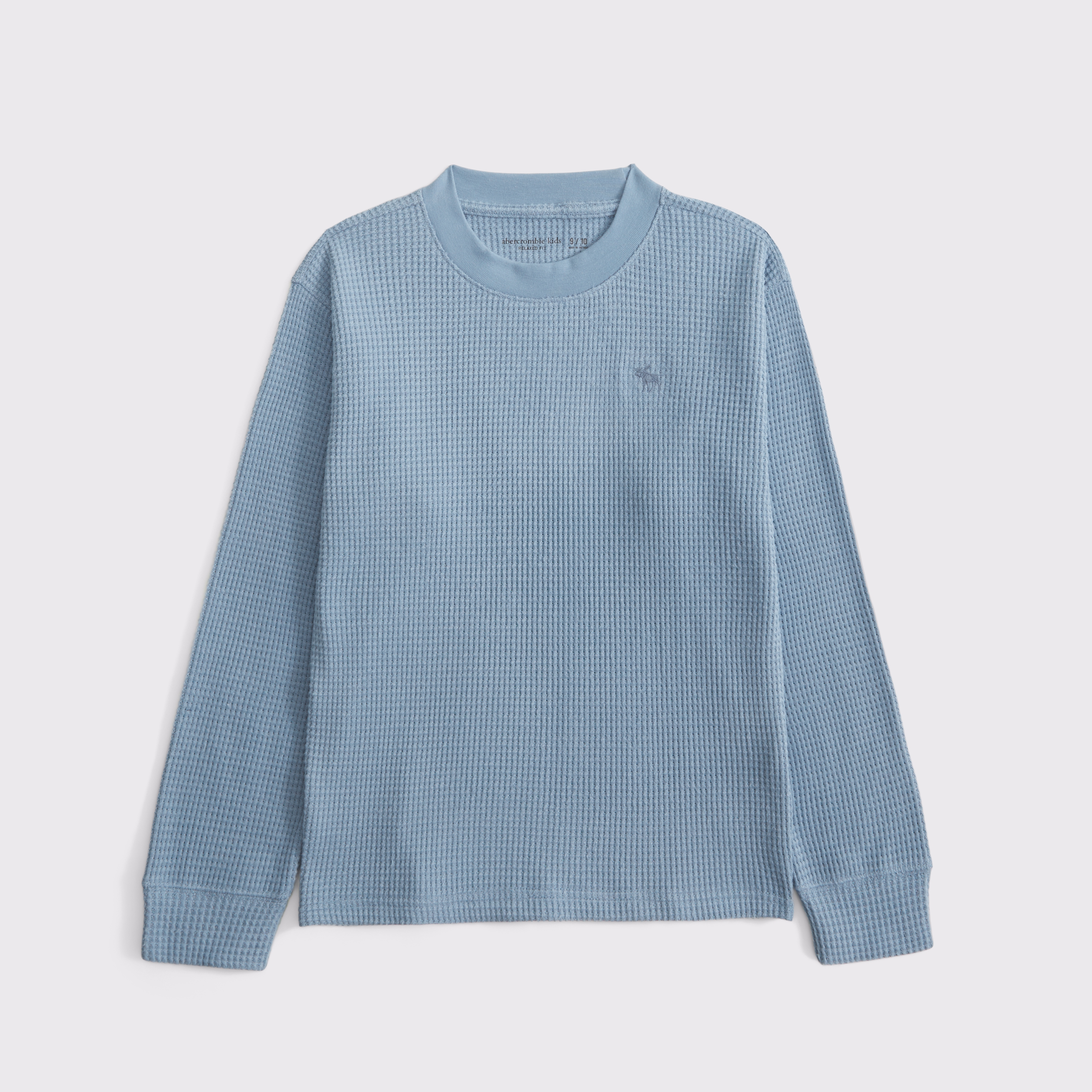 Abercrombie & Fitch Kids' Cozy Long-sleeve Waffle Crew In Blue