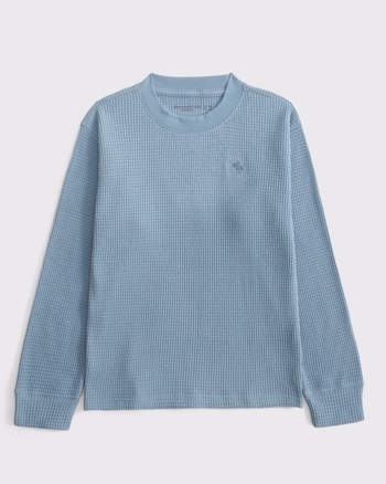 cozy long-sleeve waffle crew