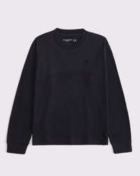 cozy long-sleeve waffle crew