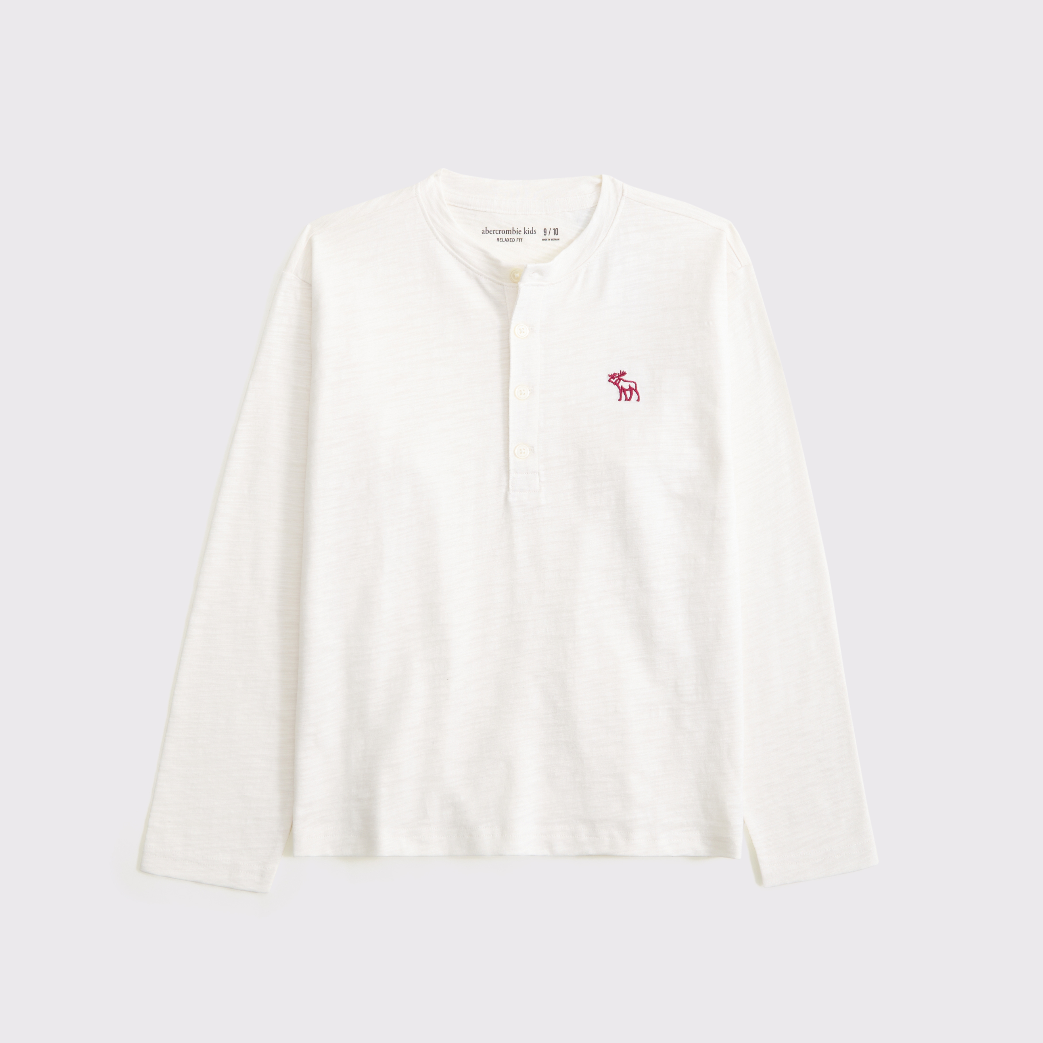 Abercrombie & Fitch Kids' Long-sleeve Slub Cotton Icon Henley In White