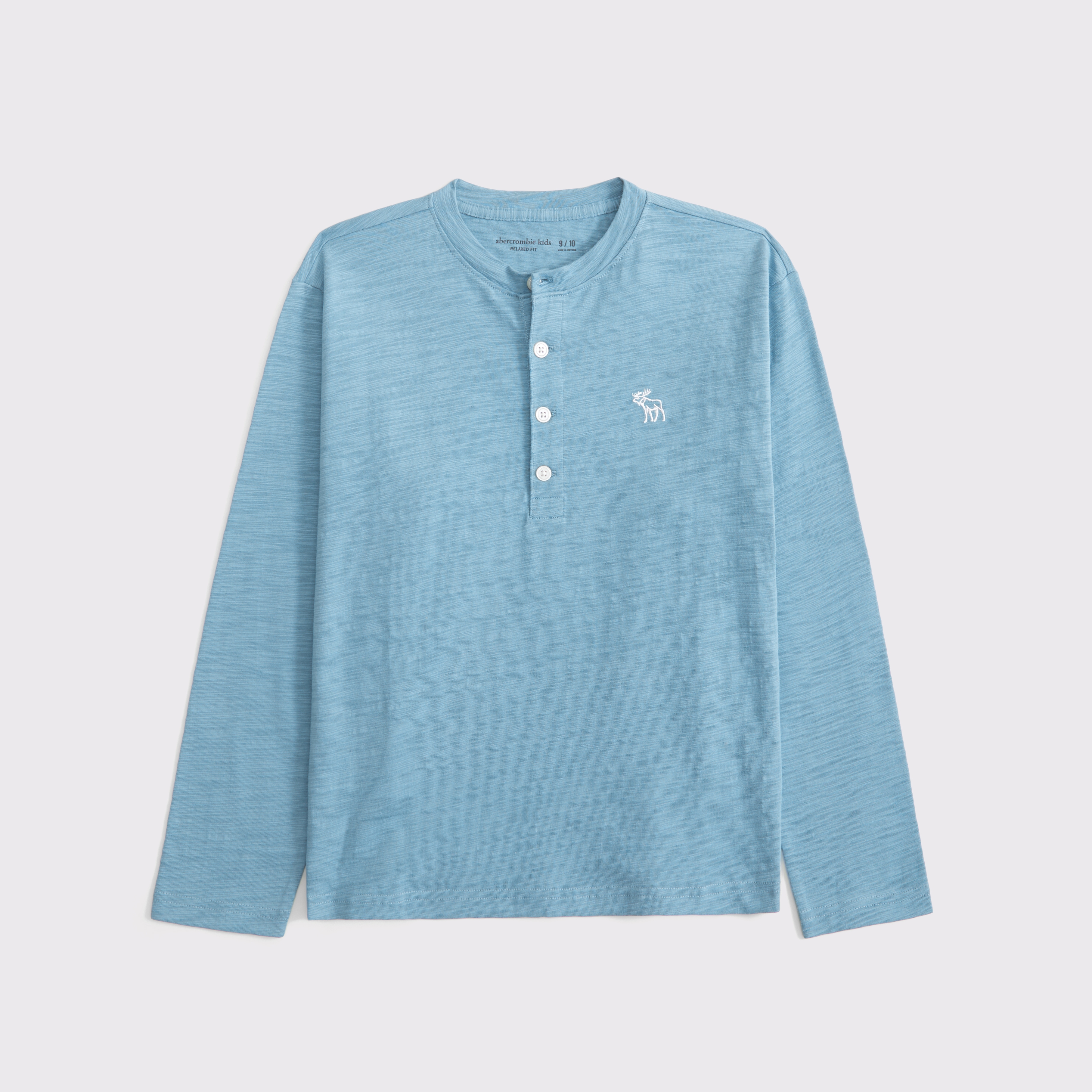 Abercrombie & Fitch Kids' Long-sleeve Slub Cotton Icon Henley In Blue