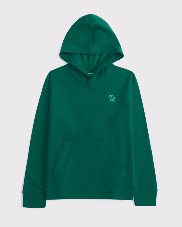 cozy hooded long-sleeve tee, Evergreen view 1