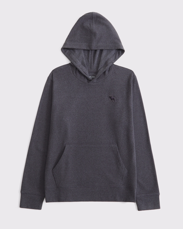 cozy hooded long-sleeve tee, Dark Gray view 1