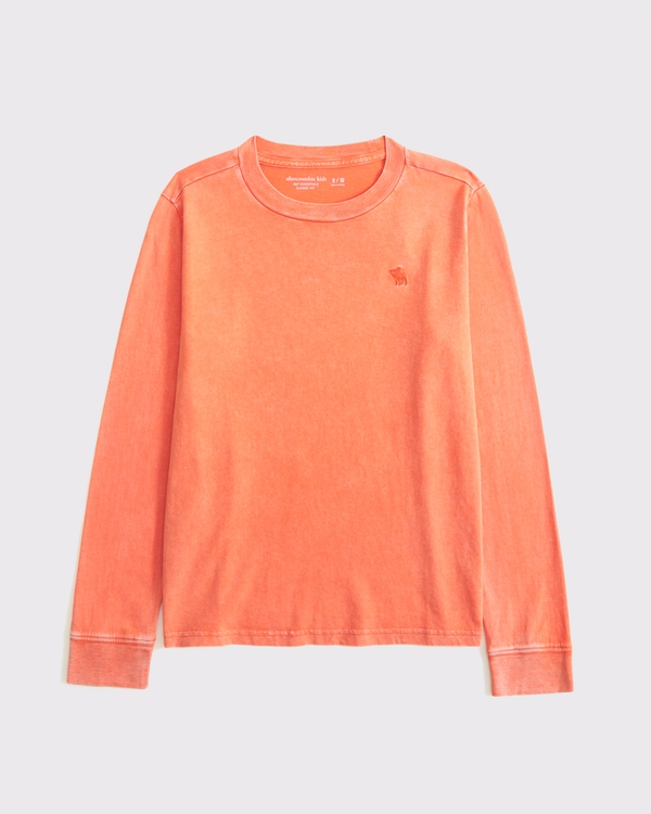 essential long-sleeve icon crew tee, Orange view 1