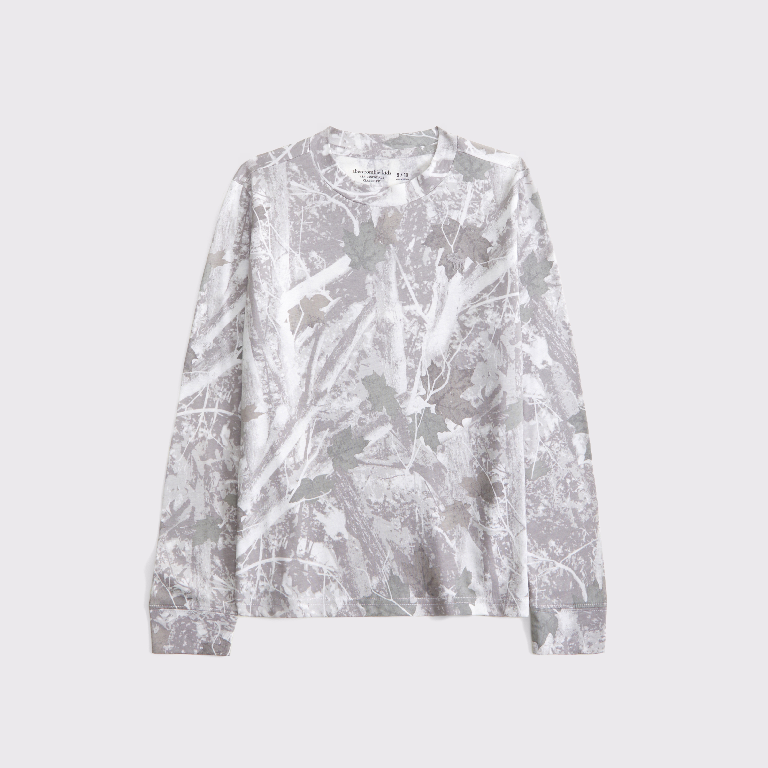 Abercrombie & Fitch Kids' Essential Long-sleeve Icon Crew Tee In Gray