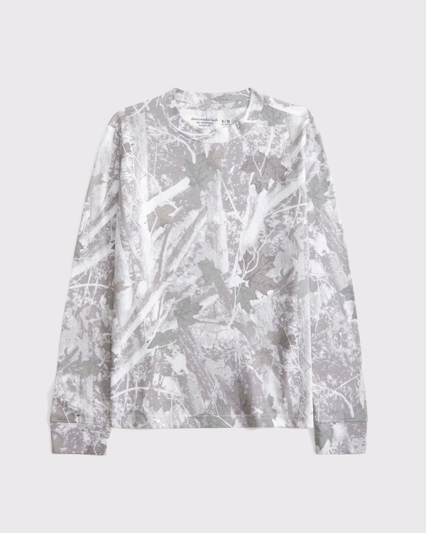 essential long-sleeve icon crew tee, Camo view 1