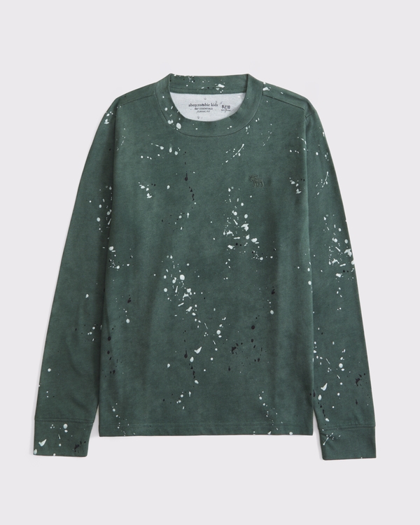 essential long-sleeve icon crew tee, Green Paint view 1