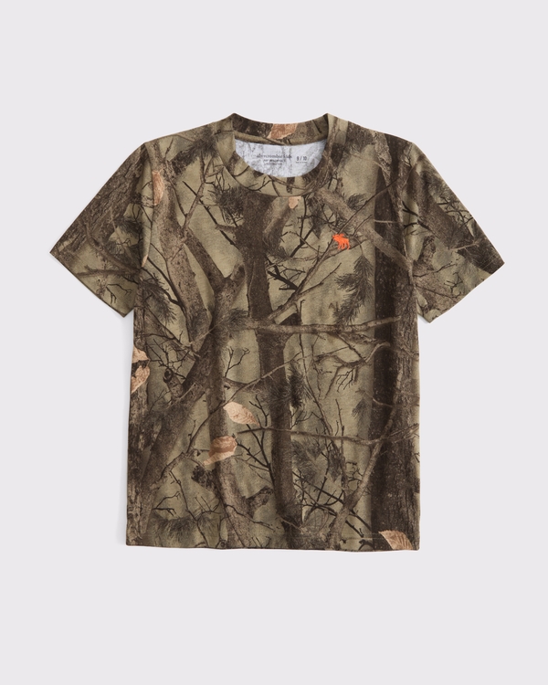 essential icon crew tee, Olive Camo view 1