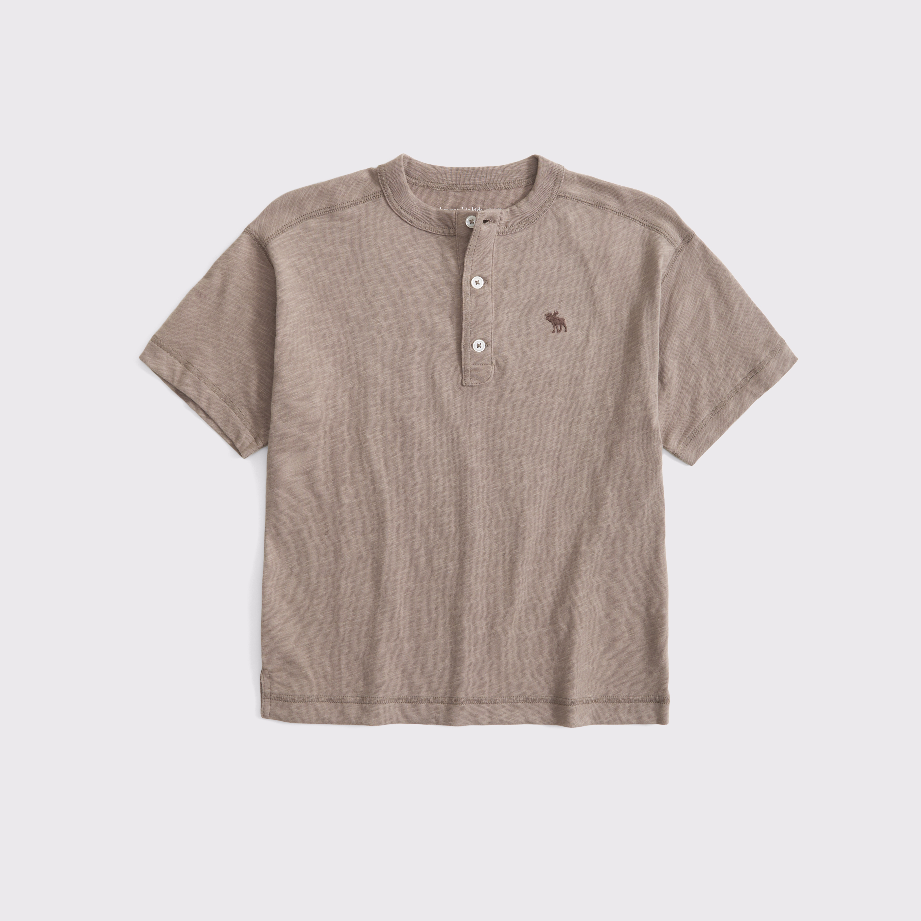 Abercrombie & Fitch Kids' Short-sleeve Slub Cotton Henley In Brown