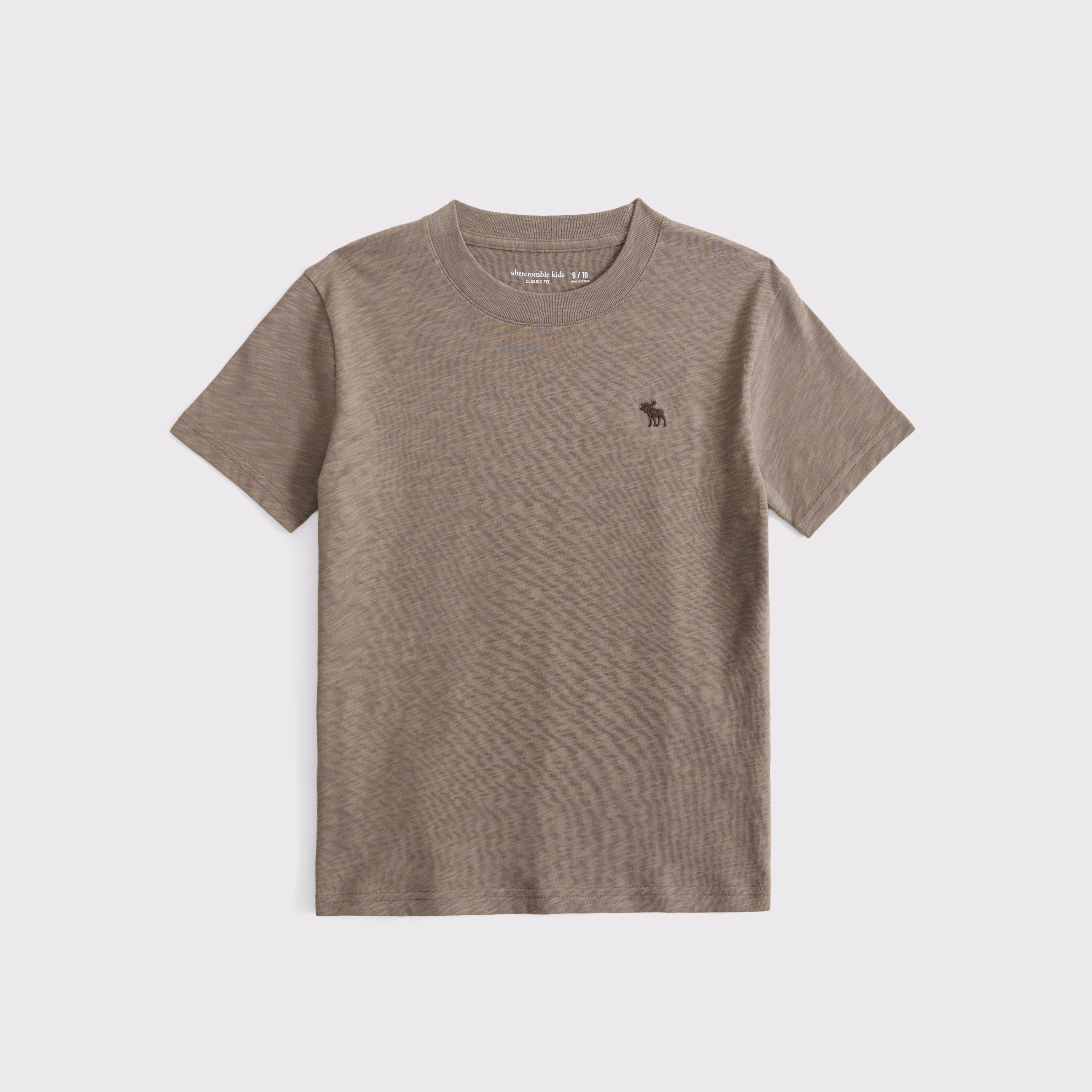 Abercrombie & Fitch Kids' Short-sleeve Slub Cotton Icon Crew Tee In Brown