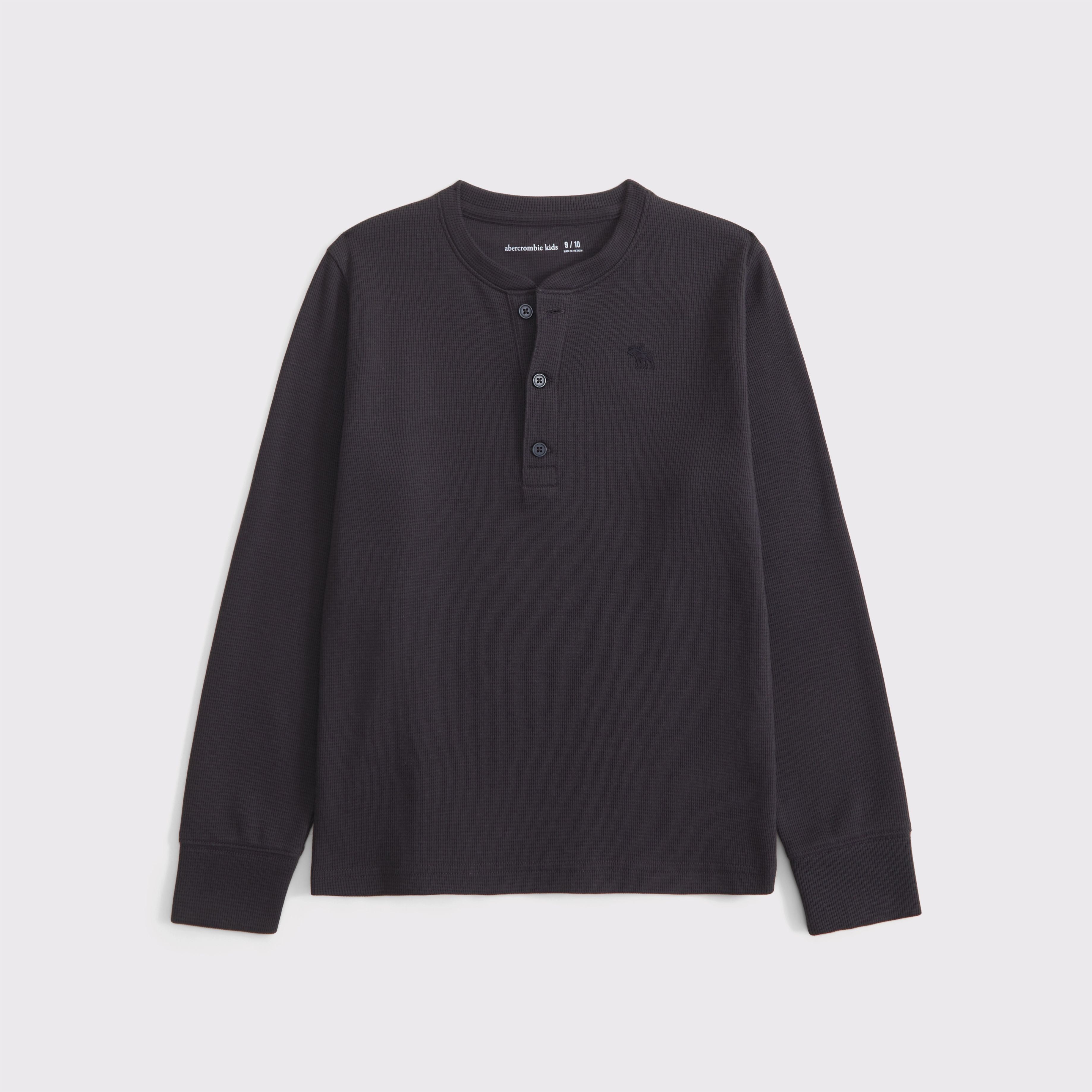 Abercrombie & Fitch Kids' Long-sleeve Waffle Icon Henley In Gray