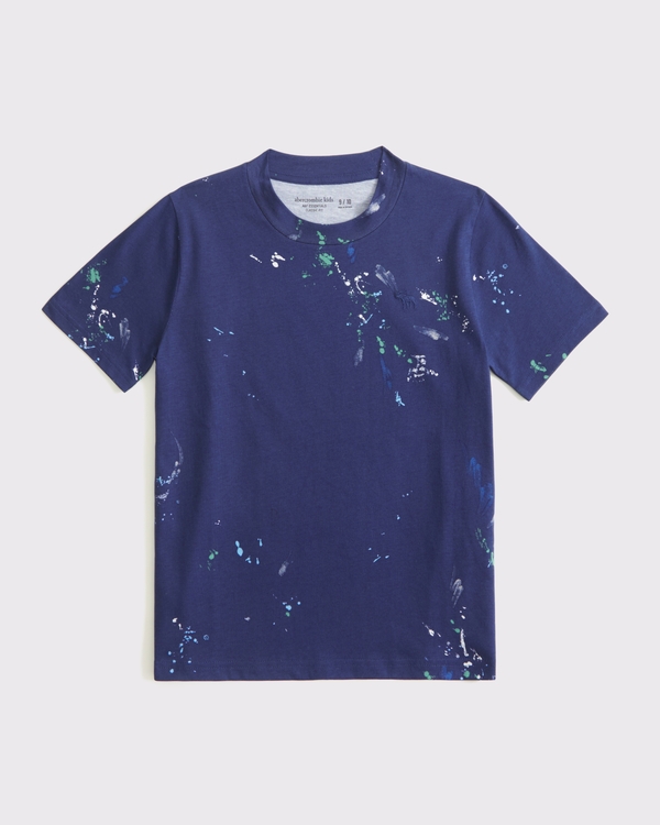 essential icon crew tee, Navy Pattern view 1