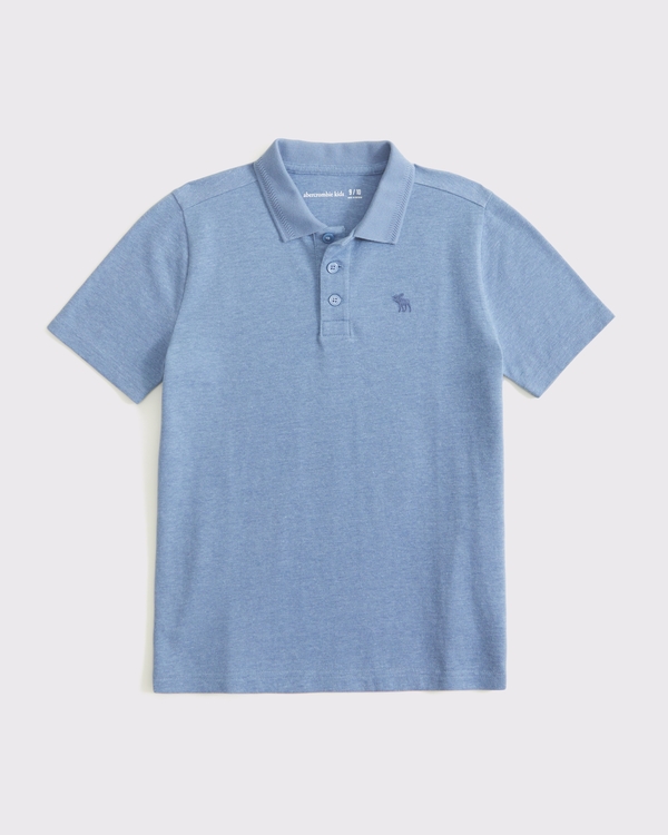 polo de piqué con ícono, Azul view 1