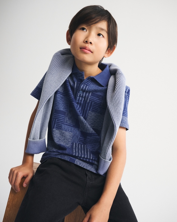 icon pique polo, Blue Pattern view 1