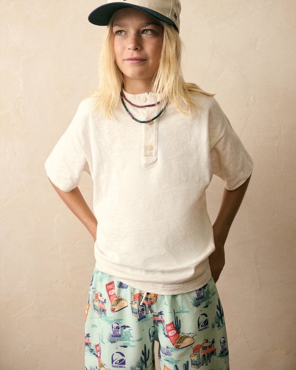 slub cotton icon henley, Cream view 1