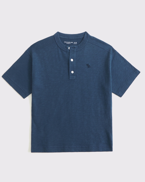 slub cotton icon henley, Blue view 1