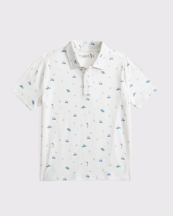 short-sleeve synthetic polo, White Pattern view 2