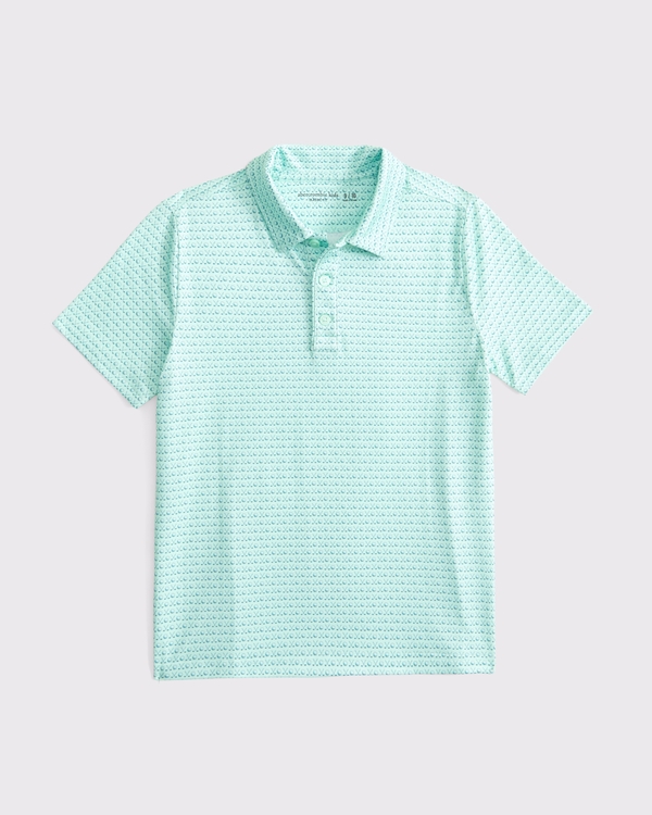 short-sleeve synthetic polo, Mint Green Pattern view 1