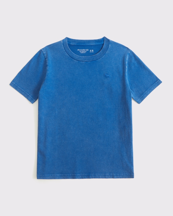washed essential icon crew tee, Blue view 1