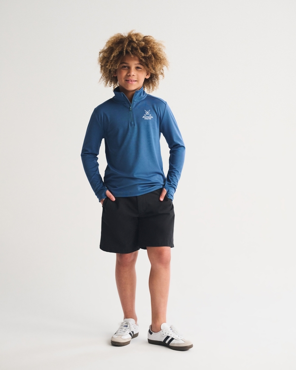 graphic logo quarter-zip, Blue view 1