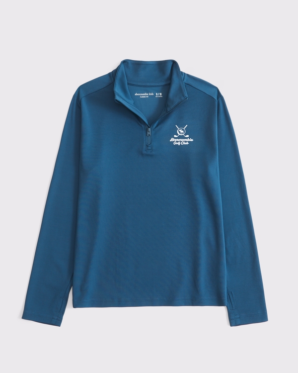 graphic logo quarter-zip, Blue view 2