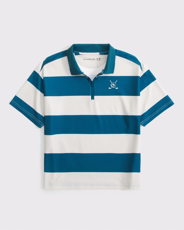 quarter-zip golf polo, Blue Lagoon Stripe view 2