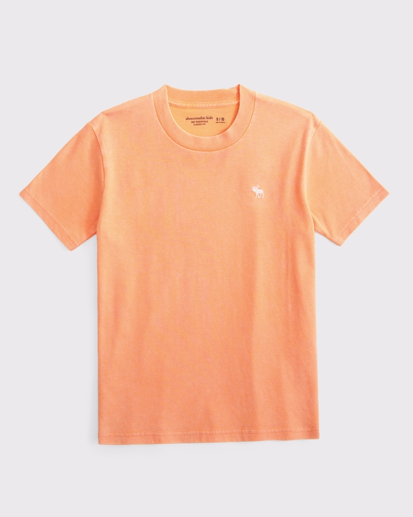 washed essential icon crew tee, Cantaloupe view 1