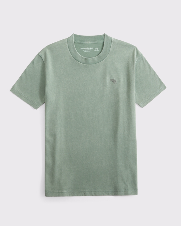 washed essential icon crew tee, Green view 1