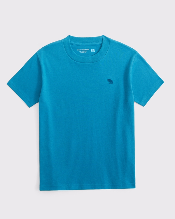 camiseta básica de cuello redondo con ícono, Azul Marino view 1