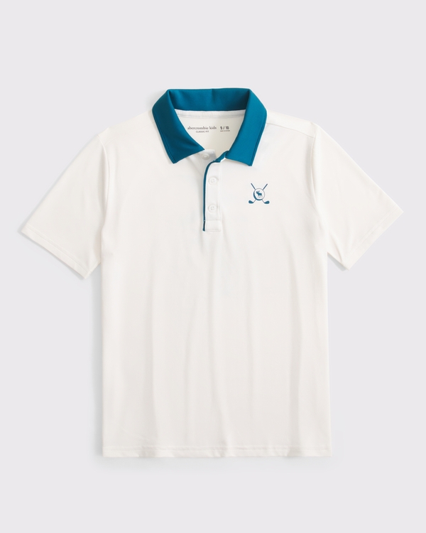 button-up golf polo, White view 2