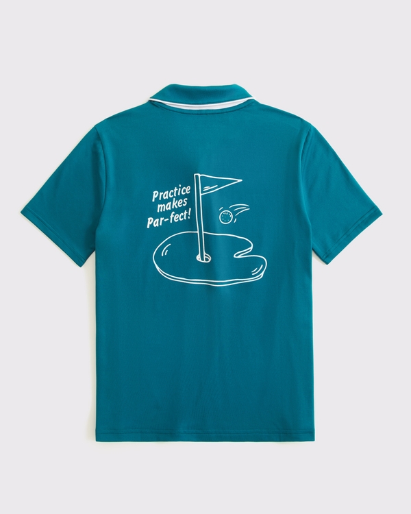 button-up golf polo, Blue Lagoon view 1