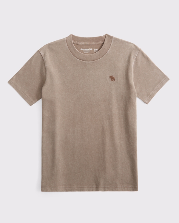 washed essential icon crew tee, Taupe Gray view 1