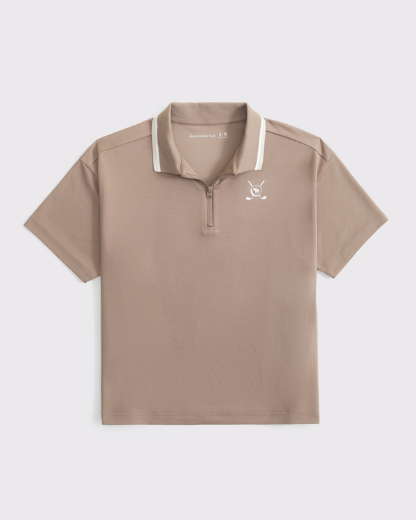 quarter-zip golf polo, Taupe Gray view 1