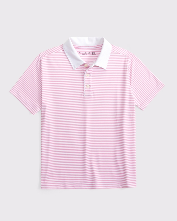 icon striped synthetic polo, Pink Stripe view 2