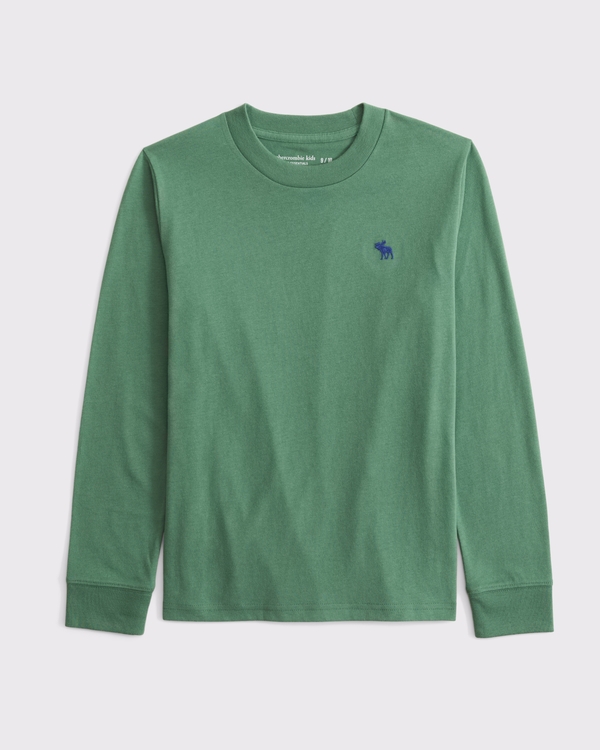 essential long-sleeve icon crew tee, Clover Leaf view 1