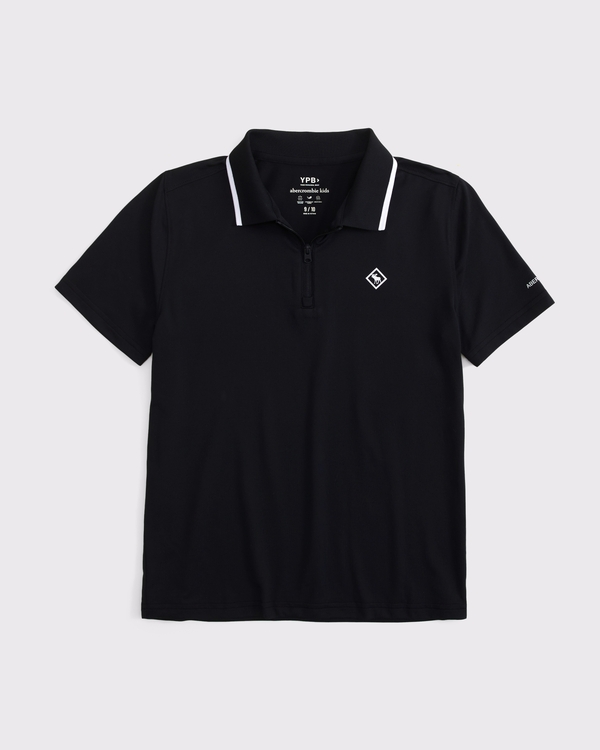 quarter-zip golf polo, Black view 1