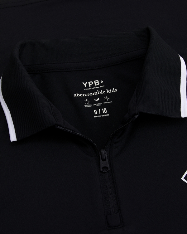 quarter-zip golf polo, Black view 2
