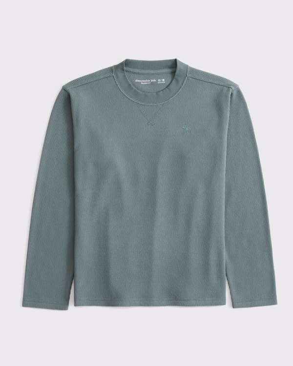 long-sleeve icon waffle crew tee, Stormy Sea view 1