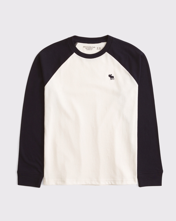 essential long-sleeve icon crew tee, Cream view 1