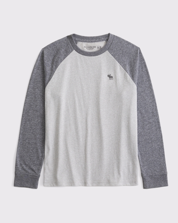 essential long-sleeve icon crew tee, Gray view 1