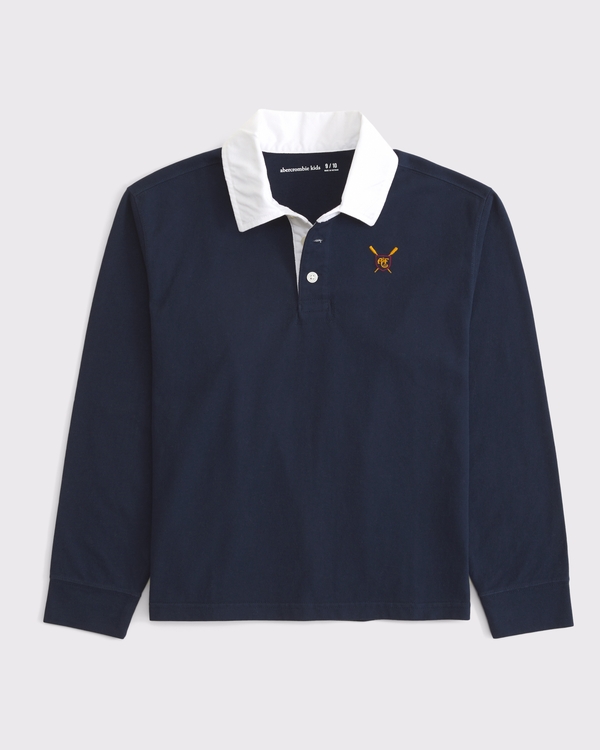 long-sleeve rugby polo, Deep Blue view 1