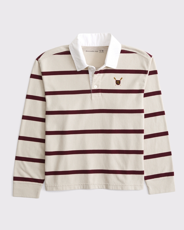 long-sleeve rugby polo, Warm Beige Stripe view 2